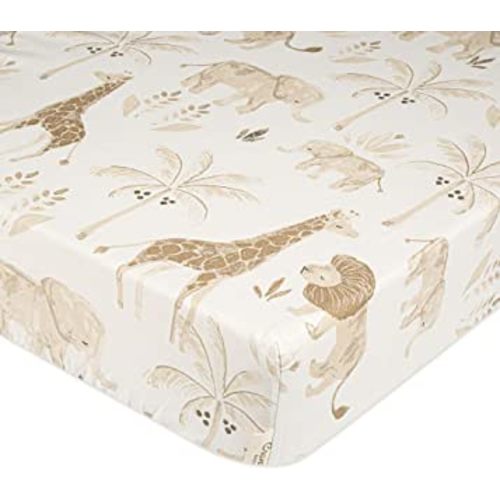 Crane Baby Crib Sheet - Safari Animal Crib Sheets for Boys and Girls - Soft 100% Cotton Sateen Baby Crib Sheets - Jungle Nursery Decor Toddler Sheets - Gender Neutral Baby Gift - Baby Sheets for Crib