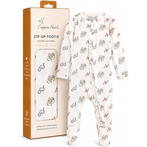 Copper Pearl Zip-Up Footie Baby Pajamas – Soft Newborn Onesies for Boys & Girls, Tag-Free with Two-Way Zipper Baby Sleepers for Newborn - Harry Potter, 18-24 Months