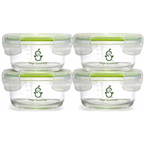 Sage Spoonfuls 4 Piece Tough Glass Bowls Baby Food Storage Containers