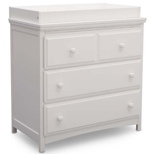 Delta Children Waverly 3 Drawer Dresser with Changing Top, Bianca White