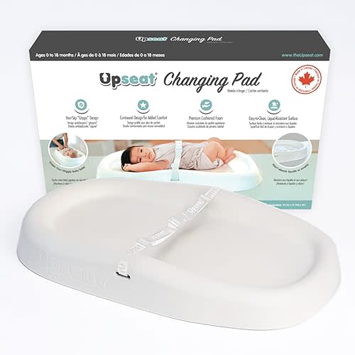 Upseat Baby Changing Pad, Non-Slip Grippy Design, Premium Cushioned Foam, Contoured for Comfort, Waterproof and Easy-to-Clean, Liquid-Resistant (Coconut)