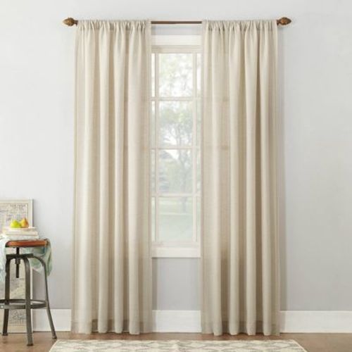 54"x84" No. 918 Light Filtering Semi-sheer Amalfi Rod Pocket Curtain Panel Ivory: Linen Sheer Curtain Panels, Modern Decor