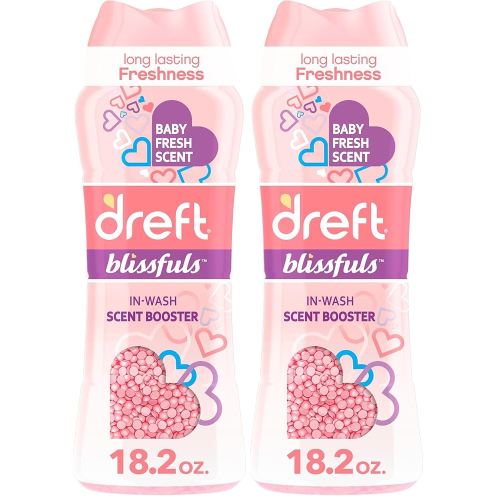 Dreft Blissfuls In-Wash Scent Booster Beads, Baby Fresh Scent, 18.2 oz (Pack of 2)