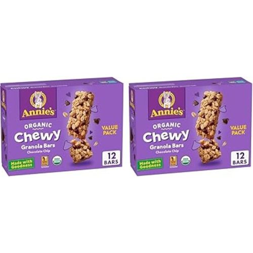 Annie's Organic Chewy Granola Bars, Chocolate Chip, 12 ct (Pack of 2)