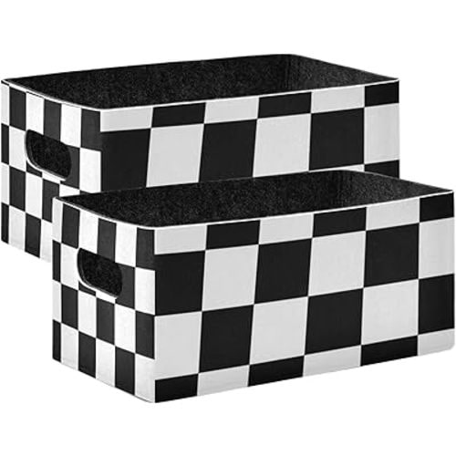 Kcldeci Buffalo Check Storage Bins Baskets for Organizing, Black White Plaid Checkered Sturdy Storage Basket Foldable Storage Baskets for Shelves Closet Nursery Toy