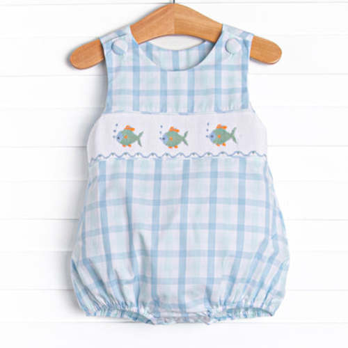 Bayside Bubbles Smocked Boy Bubble, Blue – Stitchy Fish