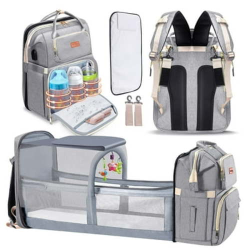 Waterproof Changing Station Backpack Diaper Bag, Solid Print