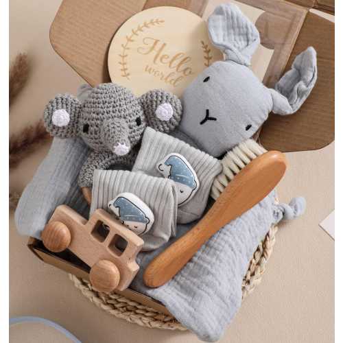Custom Newborn Shower Gift Box Custom Baby Gift Basket Pregnancy Gift Set Rattle Nursery Gift Box for New Parents Keepsake Mom Nephew Niece