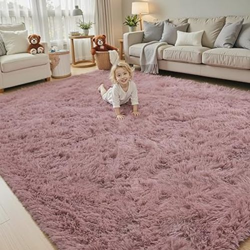 8x10 Area Rugs for Living Room Bedroom, Large Area Rug Shaggy Carpet Soft Plush Furry Bedside Rug, Rugs for Home Decor (Blush, 8 x 10)