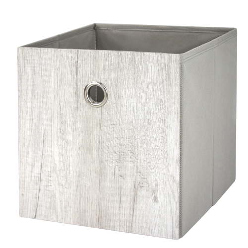 Mainstays Collapsible Fabric Cube Storage Bin, Grey Wood Grain