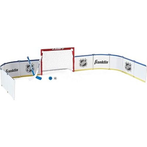 Franklin Sports Mini Hockey Rink Set - Half Rink Knee Hockey Goal, Mini Sticks, and Ball Set - Indoor Mini Hockey Rink - Official NHL Licensed