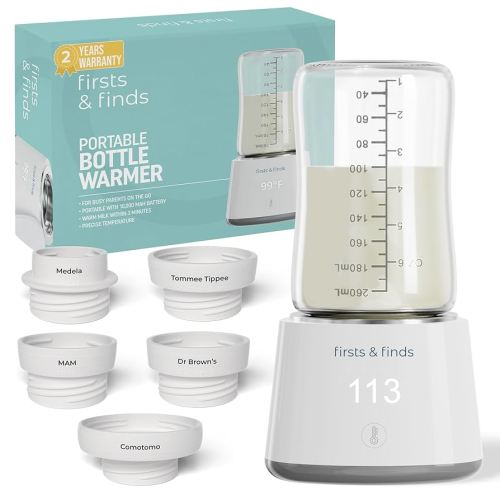 Portable Bottle Warmer, Travel Bottle Warmer, 3 Mins Warm Milk, Leak Proof, Cordless, USB Chargeable, Upgraded Long Lasting Battery, Compatible with Most Bottles