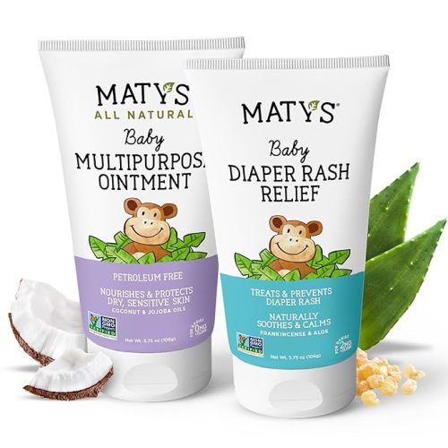 Matys Baby Diaper Rash Relief & Multipurpose Ointment 2pk Combo for Babies 2 months +, Protection for Irritated Skin, Petroleum Free, 3.75oz each tube