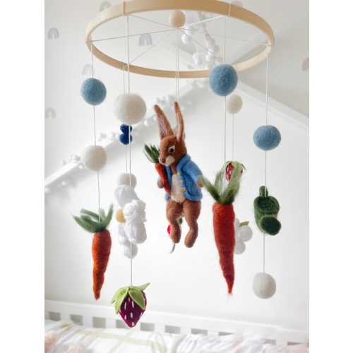 Peter Rabbit Baby Mobile – Beatrix Potter Nursery Decor – Handmade Felt Crib Mobile – Gender Neutral Baby Shower Gift