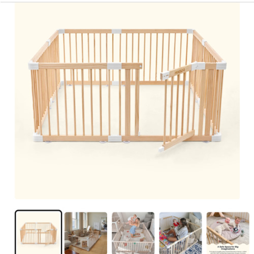 HARPPA Wooden Baby Gate Playpen | Non-Toxic Foldable DIY Adjustable Play Yard for Infants & Toddlers – Natural Finish Baby Fence for Small & Large Spaces