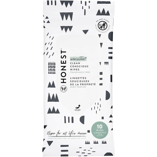 The Honest Company Clean Conscious Multi-Use Wipes | Hypoallergenic + Unscented for Sensitive Skin | Over 99% Water, Compostable, Plant Based, Baby Wipes | Pattern Play, 10 Count