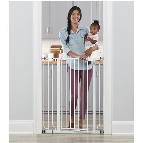 Regalo Easy Step 36" Extra Tall Walk Thru Baby Gate, Includes 4-Inch Extension Kit, 4 Pack of Pressure Mount Kit and 4 Pack Wall Cups and Mounting Kit, White