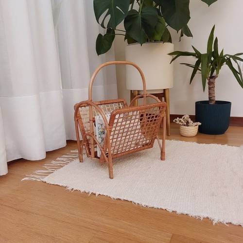 Magazine Holder / Newspaper Rack / Magazine Rack / Storage Basket / Book Basket Boho Decor / Wood Magazine Holder / Farmhouse Living Room