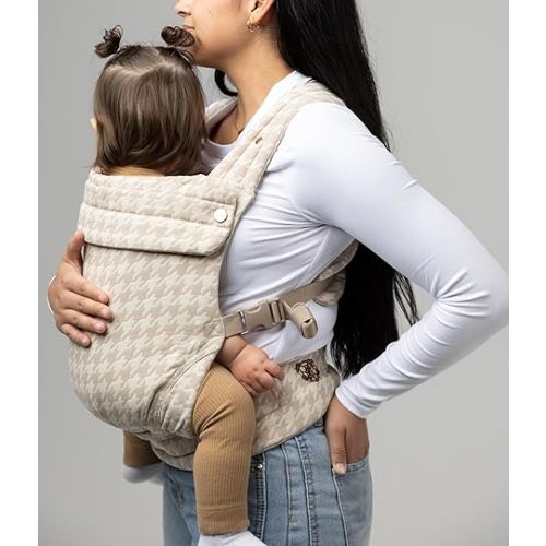 Mabē Monarch Ergonomic Baby Carrier – Premium Cotton Soft Structured Newborn to Toddler Carrier with Hip-Healthy Design, 3 Carry Positions (7-35lbs), Lightweight & Breathable, (Houndstooth)