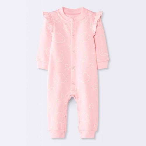 Baby Girls' Moon and Stars Fleece Romper - Cloud Island™ Pink