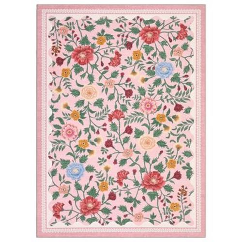 8'x10' Pink Washable Indoor Modern Floral Rugs for Living Room Bedroom, Soft Non Slip Home Decor Carpet for Dining Room Nursery