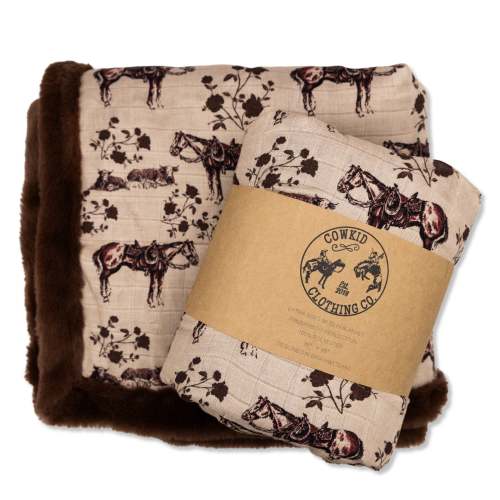 Prairie Rose Bamboo Muslin/Minky Blanket