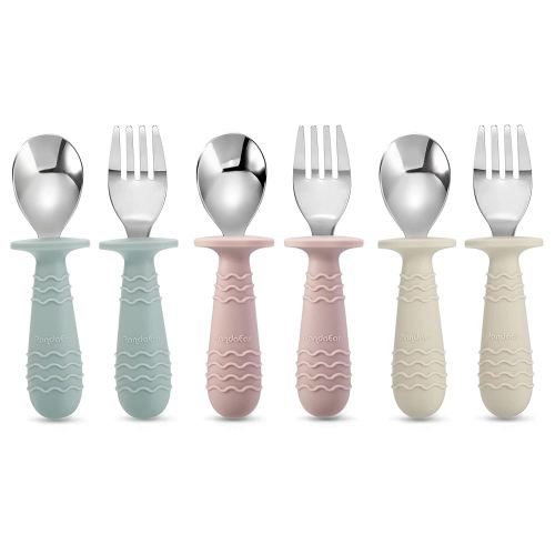 PandaEar 6 Pieces Baby Toddler Silicone Stainless Steel Utensils Silverware Spoon Fork for Baby Toddler BPA Free with Silicone Holding Anti-Choke Design (Blue Pink White) : Amazon.com.au: Baby