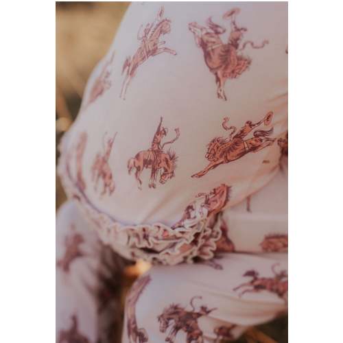Bubblegum Pink Broncs Convertible Ruffle One-piece - Toughies