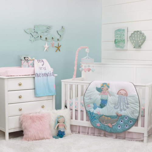 NoJo Baby 4 Piece Nursery Crib Bedding Set - Sugar Reef Mermaid