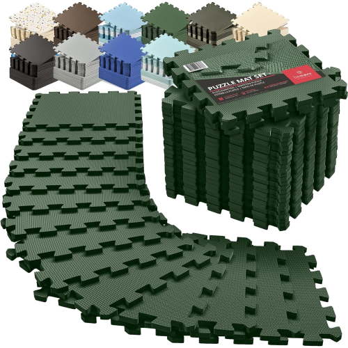 Gym Flooring Set -Interlocking EVA Soft Foam Floor Mat, 18 Pieces Puzzle Rubber Tiles Protective Ground Surface Protection, Play Workout Exercise Mats Underlay Matting Sports Pool Home Fitness Garage