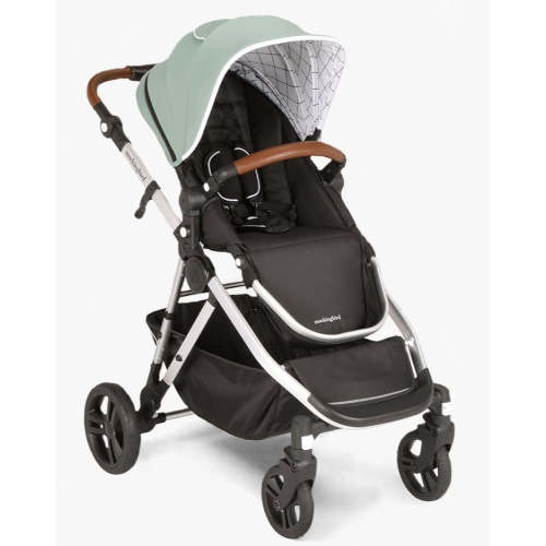 Mockingbird Single-to-Double Stroller | Sage, Windowpane, Silver with Penny Leather