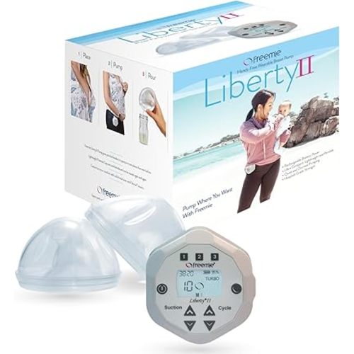 Freemie Liberty II Deluxe Hands-Free Wearable Breast Pump System for Discreet Pumping | Quiet Rechargeable Mobile Breast Pump | Ultra-Lightweight in-Bra Cups, 25mm & 28mm Breast Flanges Included