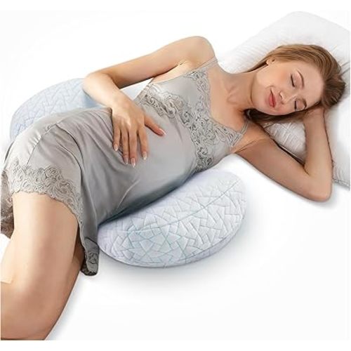 Pregnancy Pillows for Sleeping, Adjustable Travel Wedge Pillow for Belly, Back & Hip Support, Compact Maternity Sleep Pillow with Cooling Washable Cover, Multi-Use for Pregnant Side Sleepers