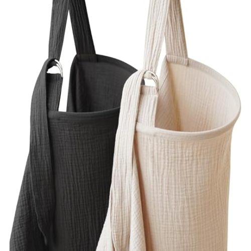 2 Pack Muslin Nursing Cover for Breastfeeding, Soft & Breathable 100% Cotton Breastfeeding Cover up with Adjustable Neck Strap, Multi-use Nursing Apron & Baby Carseat Canopy (Black)