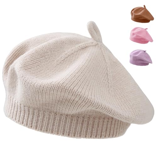 Yaopelky Baby Beret Hat Toddler Girls Fall Winter Warm Beanie Cap Little Girl French Artist Knit Hat for 0-12 Months
