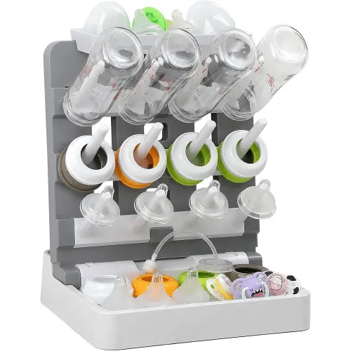 Baby Bottle Drying Rack, Vertical Standing Bottle Dryer Rack Holder-Space Saving Baby Bottle Drying Rack for Countertop-Holds Up to 12 Baby Bottles & Cup