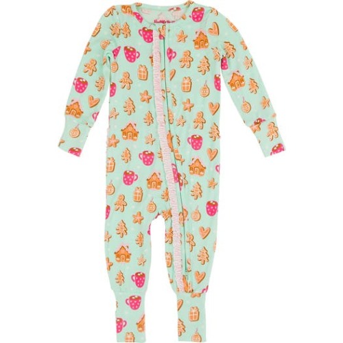 SoftSnooze Baby Girls Ruffle One Piece Convertible Pajamas, 0-3M