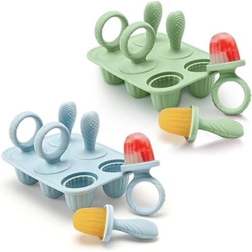 Silicone Toddlers Popsicle Molds with Sticks, 2Packs Mini Popsicles Molds for Baby Breastmilk Popsicle Molds for Teething Relief, Frozen Treats Maker Popsicle Maker Ice Pop Mold for Babies Kids