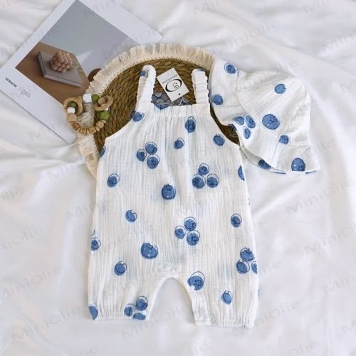 Baby Girl Blueberry Romper with Hat