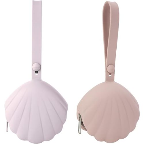 Silicone Pacifier Holder Case, Portable Leakproof Design Baby Pacifier Storage Case, BPA Free, Easy Clean, 2 Pack (Dusty Lilac+Blush)