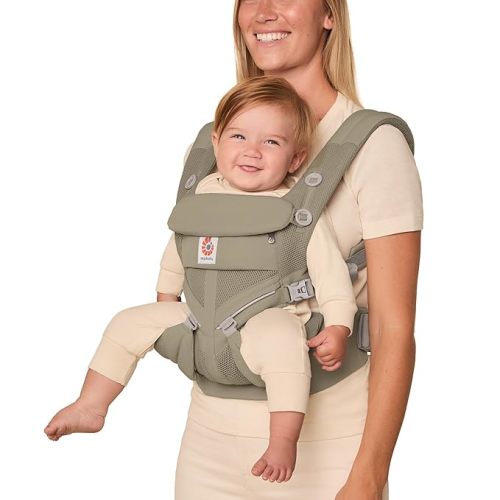 Ergobaby Omni Classic Baby Carrier for Newborn to Toddlers 0-48 Months (7-45 lbs) - 4-Position Breathable Mesh Baby Carrier with Ergonomic Support - Soft Olive