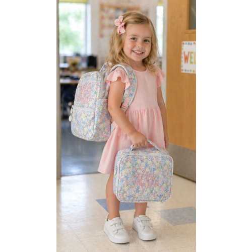Floral Duffle Bag, Sports Bag, Personalized, Embroidery, Kids Sleepover Bag, Seersucker Kids Travel, Matching Set, lunch bag, backpack