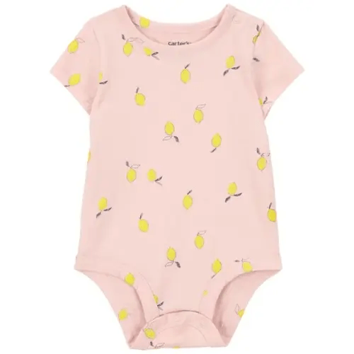 Baby Lemon Print Short-Sleeve Bodysuit - Pink - Carter's | Carter's