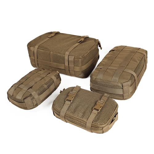 4 Set Tactical Packing Cubes ，Compressible Mesh Duffle Storage Bag,Portable Edc Molle Pouch Organizer.