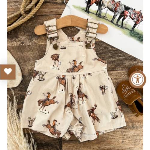 Western Rodeo Scene Overalls(Little Kid)