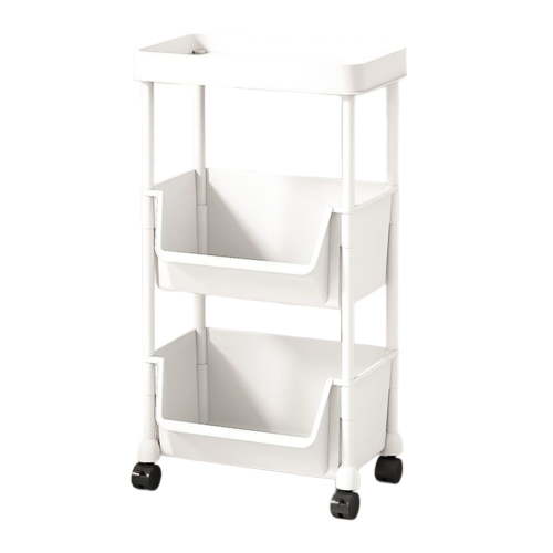 FeiFu 3-Tier Multi-Room Storage System,Office Living Room Rolling Cart with Removable Plastic Bins for Kitchen Bathroom Laundry
