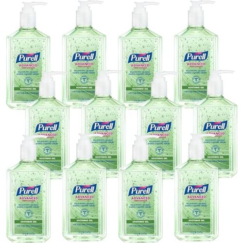 PURELL Advanced Hand Sanitizer Soothing Gel, Fresh Scent, 12 fl oz Pump Bottle (Pack of 12) - 3639-12