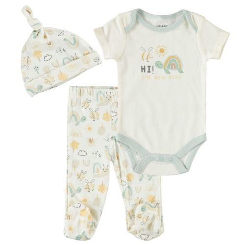 Chick Pea Gender Neutral Clothes Newborn Footed Pants Set With Hat Sleep And Play 3 Pc Set Animals Size Bees And Turtles 0-3m