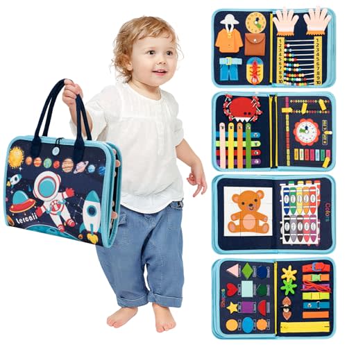 Toddler Busy Board Book Montessori Toys for 1 2 3 4 Years Old,Sensory Board Educational Activities for Learning Fine Motor Skill,Toy for Boy & Girl Birthday Gift,Toddler Toy for Airplane Car Travel