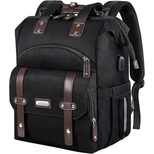 Jiefeike Diaper Bag Backpack, Baby Boys Girls Portable Baby Nappy Bags, Dad Mom Backpack Diaper Bag with Insulated Pockets USB Charging Port RFID Anti-Theft Water-Resistant Pocket Stroller Straps
